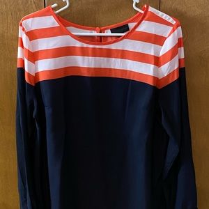 Worthington blouse size L navy with red and white stripes - never worn.
